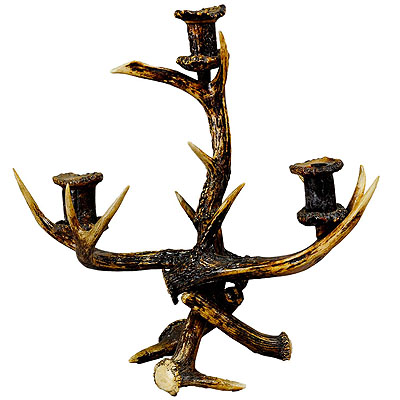 Decorative Antique Antler Candelabra with Three Spouts 1900.