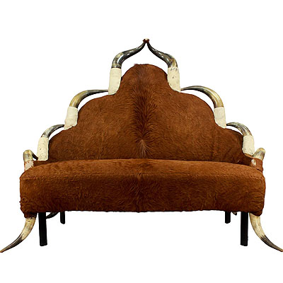 Large Antique Sofa with Long Horn Decoration, Austria  ca. 1870.