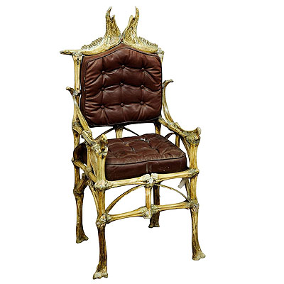 Large Wacky Bull Bone Throne Chair ca. 1930.