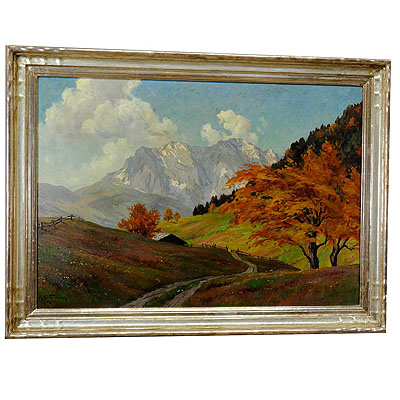 Erwin Kettemann Landscape in the Tyrolean Alps, Oil on Canvas ca. 1930.
