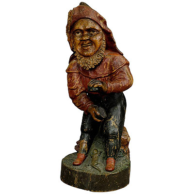Whimsical Carving of a Dwarf with Snuffbox 19th century.