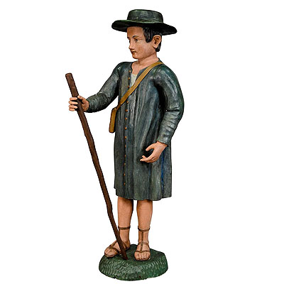 Antique Wooden Carved Crib Figurine of a Shepherd.
