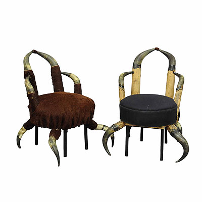 Pair of Small Antique Horn Chairs, Austria ca. 1870.