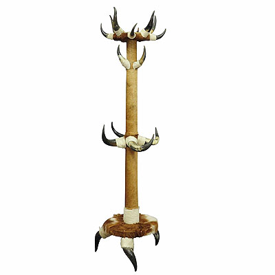 Antique Bull Horn Hall Stand with Cow Fur ca.1870.