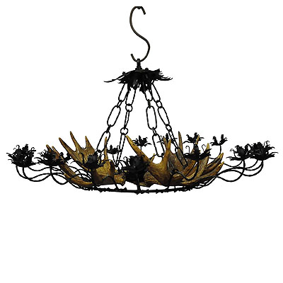 Vintage Antler Chandelier with Forged Iron Suspension.