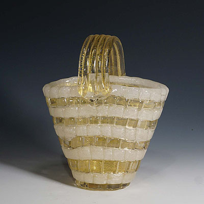 Ercole Barovier for Barovier & Toso Attr. Glass Basket circa 1940s.
