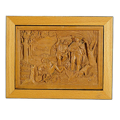 Wooden Micro Carving Plaque by Johann Rint ca. 1880.