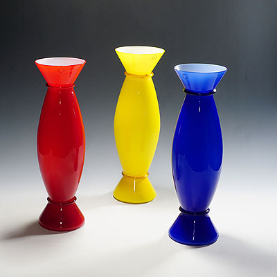 Acco Vases by Alessandro Mendini for Venini, Murano Set of Three.