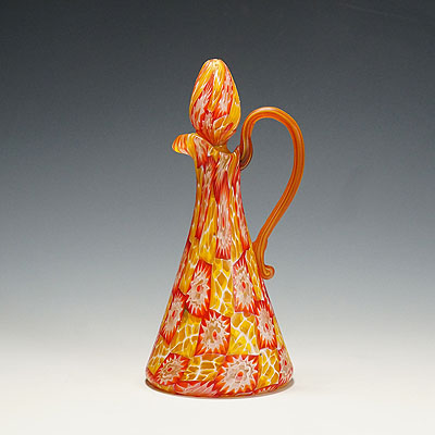 Antique Millefiori Jug with Handles by Fratelli Toso, Murano circa 1920.