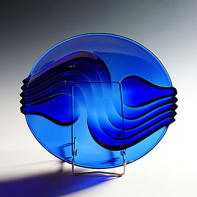 Vintage Cobalt Blue Glass Plate by Arcoroc, France.