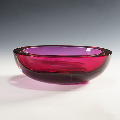 Large Seguso Vetri d'Arte Murano Sommerso Glass Bowl 1960s.