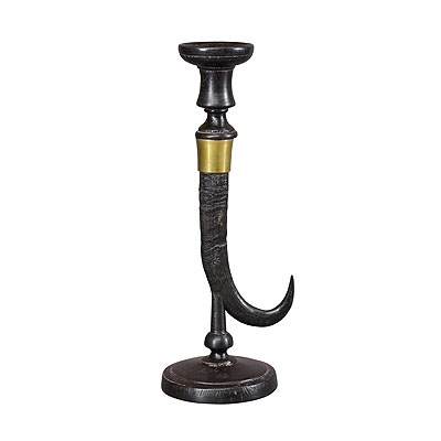 Vintage Candle Stick With Real Chamois Horn.