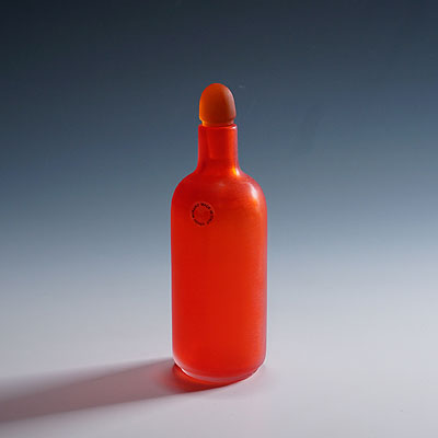 Paolo Venini Inciso Glass Bottle Manufactured by Venini 1990s.
