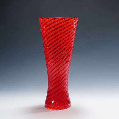 Venini Art Glass Vase of the Tornado Series, Murano 2005.