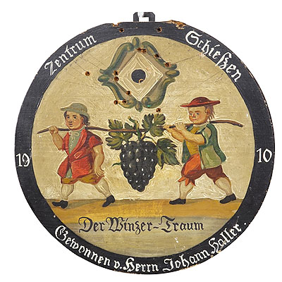 German Shooting Target Plaque with Vinters and Grape 1910.