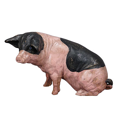 1930s Swabian Hallic Country Pig Made of Terracotta.