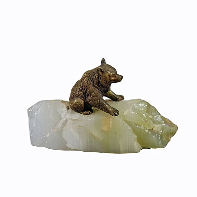 Antique Vienna Bronce Bear on a Crystal Rock.