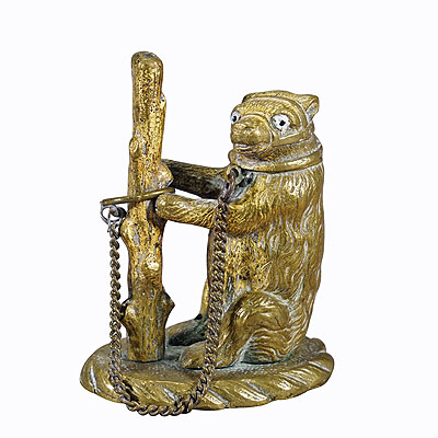 Antique Chained Bear Pillbox Made of Brass.